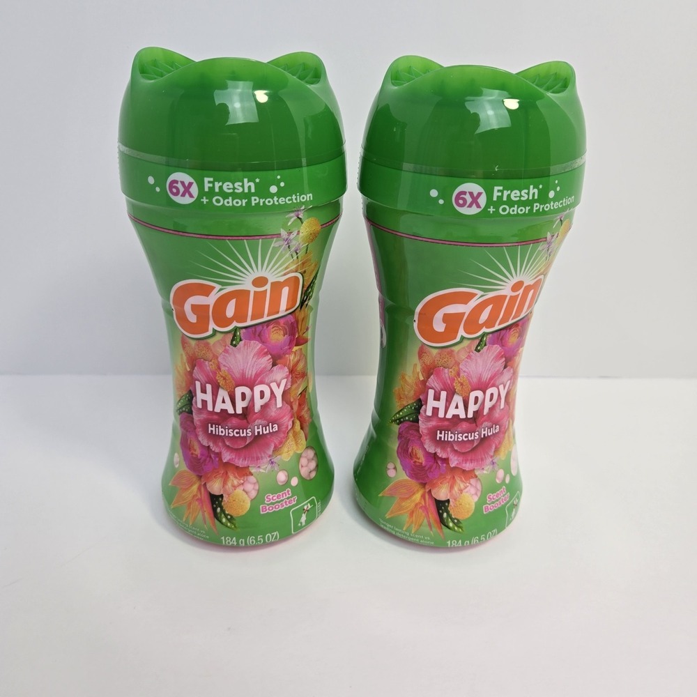 Gain Happy Hibiscus Hula Scent Booster 6x fresh + Odor protection 6.5oz 2 Packs